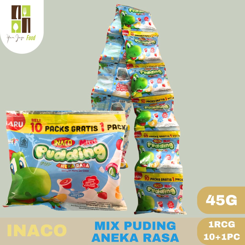 

Inaco Mini Pudding Mix 45g 1RCG/11PC / Inaco Mini Pudding Mix / 3 Varian rasa