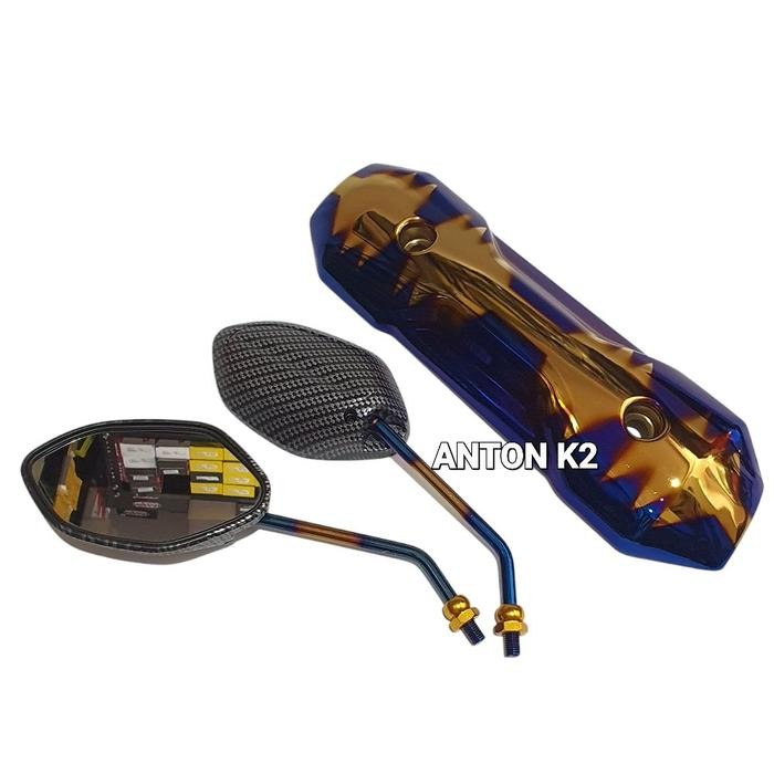 KACA SPION STANDAR THAILOOK PAKET TUTUP KNALPOT BESI MOTOR BEAT VARIO KARBU/BEAT FI ISS ESP/SPACY - 