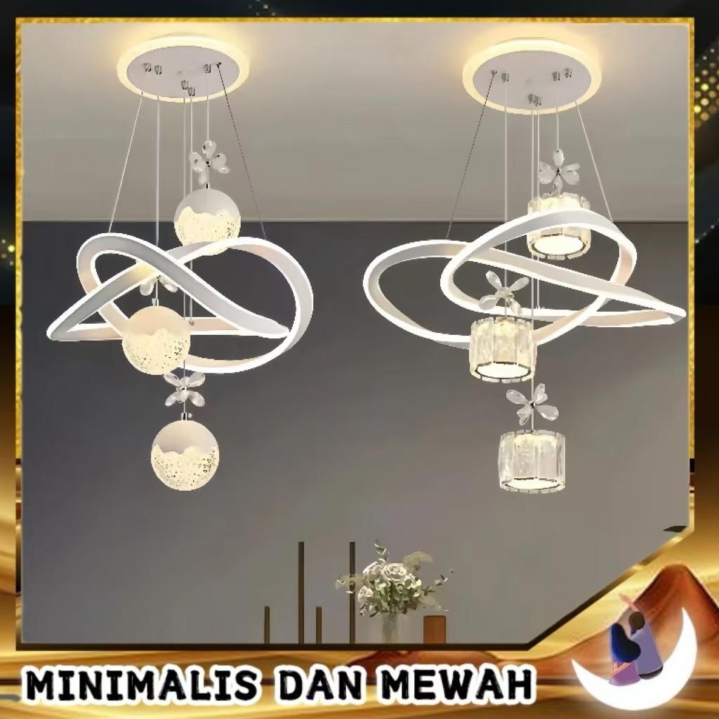 Lampu Hias Gantung Ruang Tamu Aesthetic LAMPU GANTUNG BOLA RING Lampu Gantung Minimalis Kristal