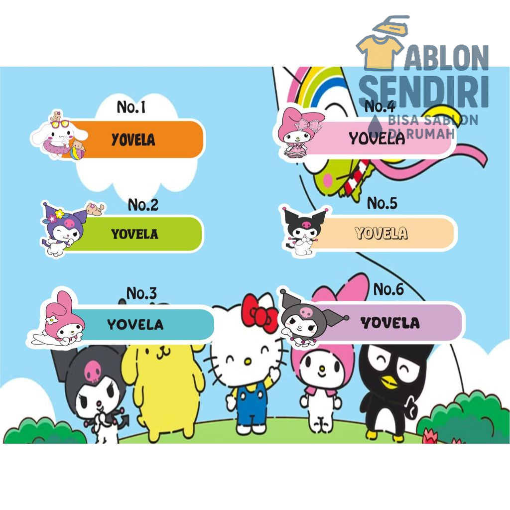 

Stiker Label Nama Setrika Gambar Sanrio Untuk Dewasa Dan Anak-anak Bahan Dtf Isi 30 Pcs
