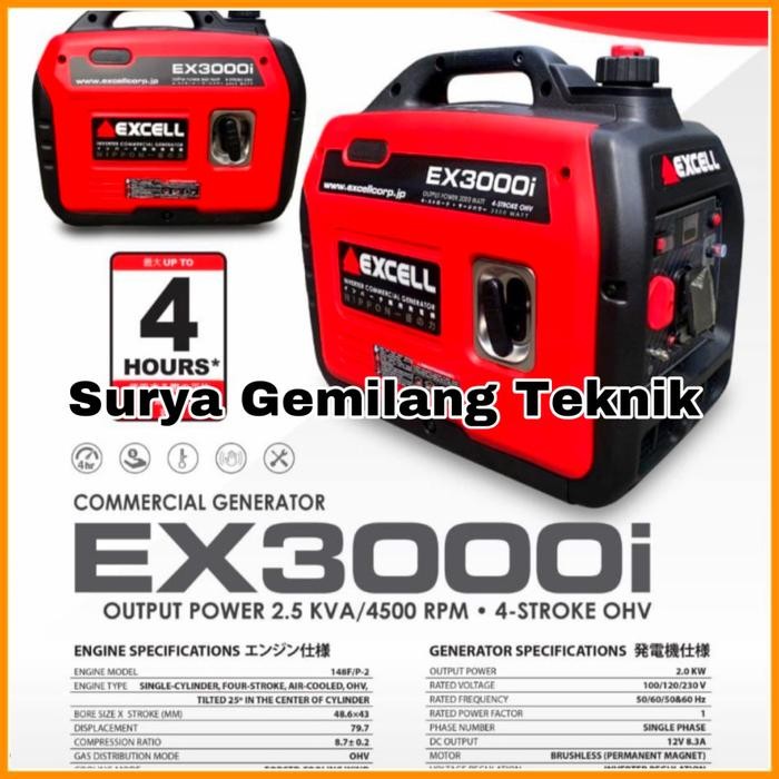 Genset Super Silent 2000 watt Pro Quip Usa Mesin Genset Excell 3000i