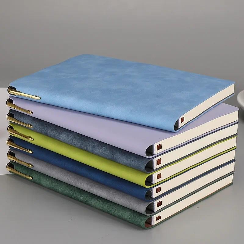 

Customizable Thickened A5 Leather Backpack Notebook For Business Travel Diary Meeting Minutes Book With Logo Engraving