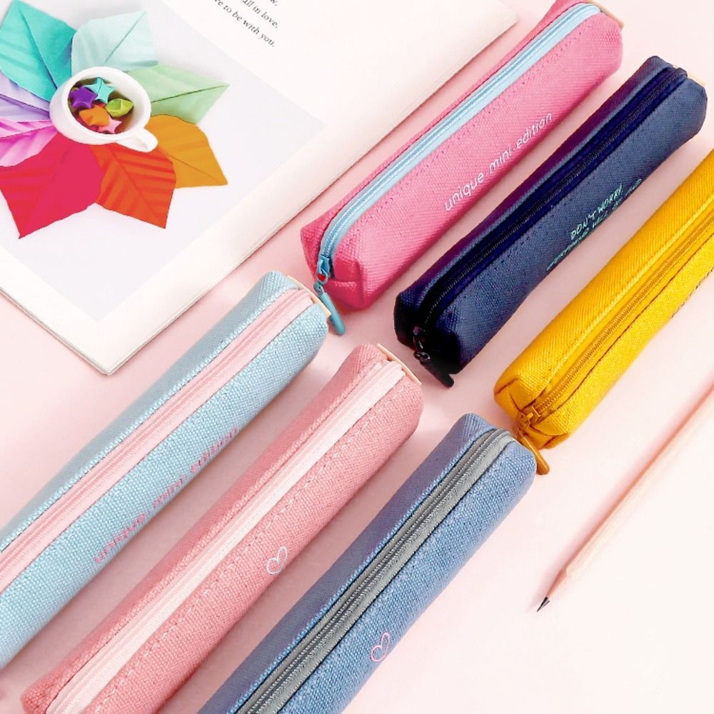 

New Simple Mini Pen Bag Thickened Canvas Portable Stationery Organizer Multi-function Small Capacity Pencil Case Universal