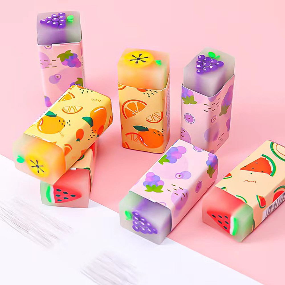 

3 Pcs Kawaii Fruit Watermelon Grape Eraser Rubber Eraser Primary Student Prizes Promotional Gift Stationery Erasers for Kids