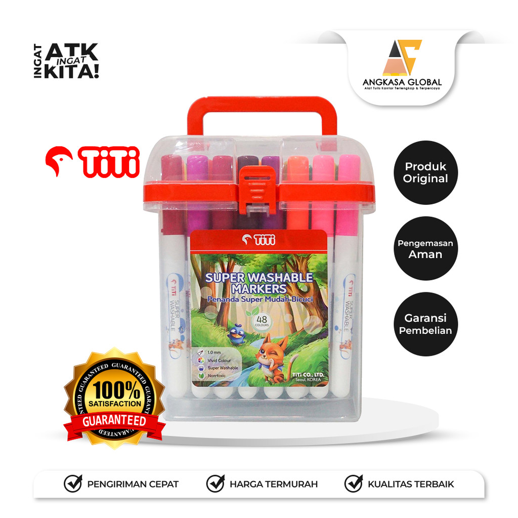 

TITI 48C SPIDOL WARNA MUDAH DICUCI/ SUPER WASHABLE MARKERS TI-SWM-48 (1SET)