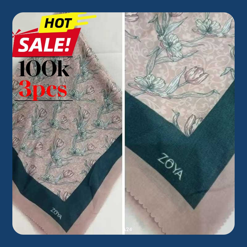 Alora Zoya Scarf Kerudung Premium Segiempat Tetra Scarf Alora Zoya Segiempat