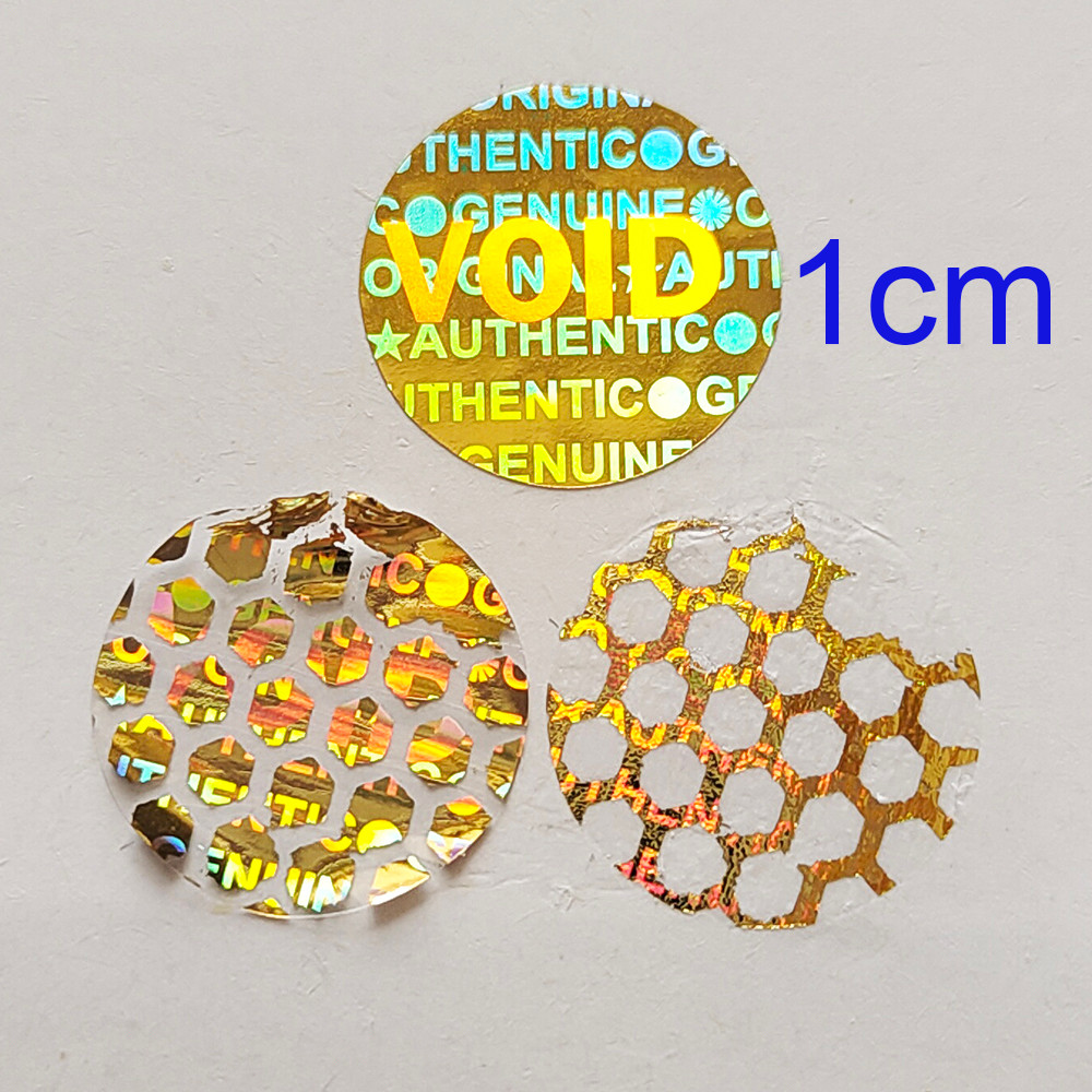 

100pcs 1cm Gold Color Hologram Warranty Void Label Screw Hole Sticker Security Seal Honeycomb Left If Removed or Tampered With