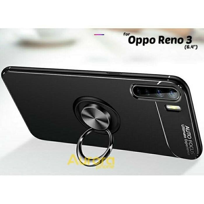 Promo Oppo Reno 3 Softcase Autofocus Invisible Ring Stand Casing Reno3 - Hitam Terlaris