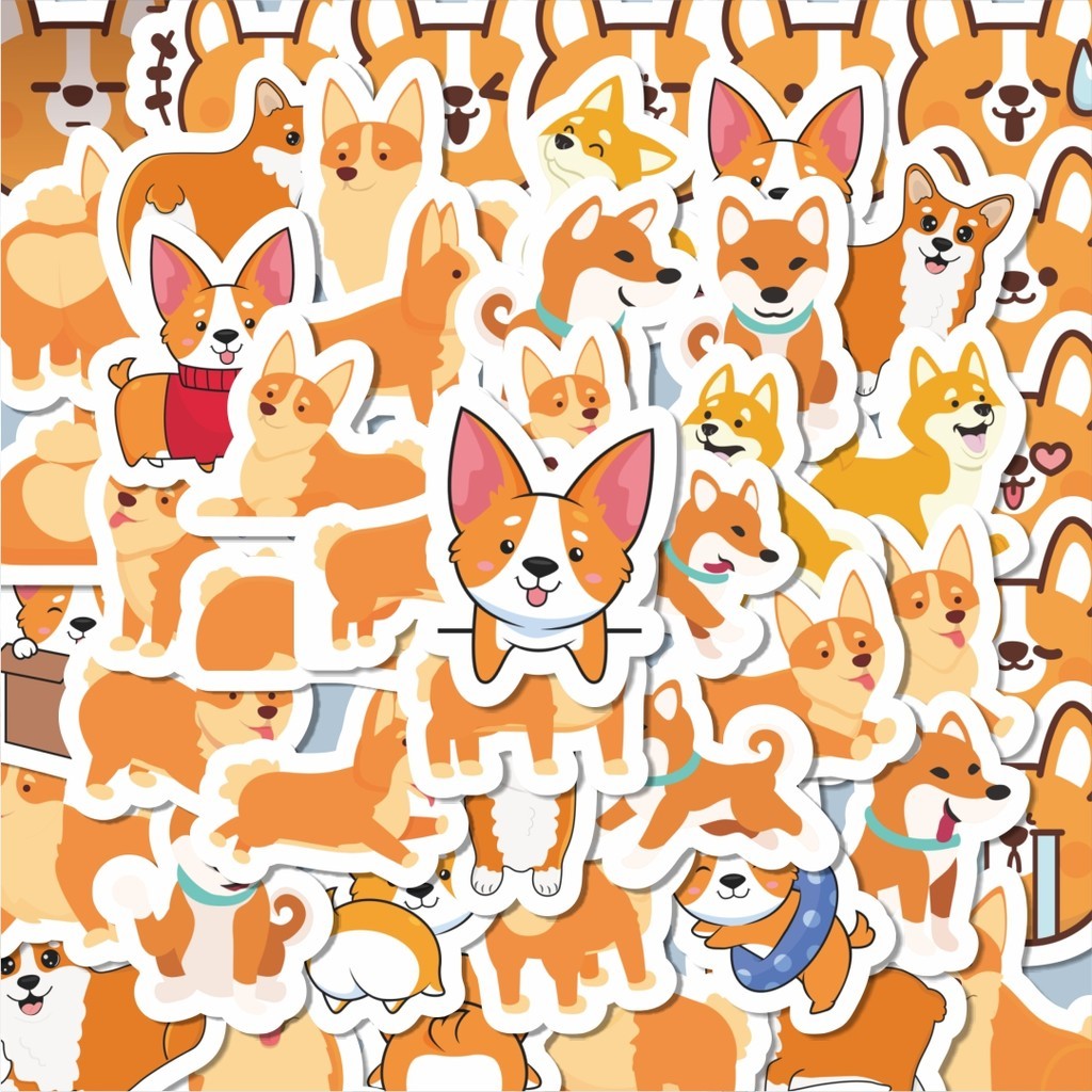 

100PCS Lucu Stiker Kartun Corgi Stiker Aesthetic Stiker Anti Air Stikers Berperekat Waterproof sticker decal buat Motor Helm Buku Journal Koper Casing HP Laptop Botol Minum Hadiah anak