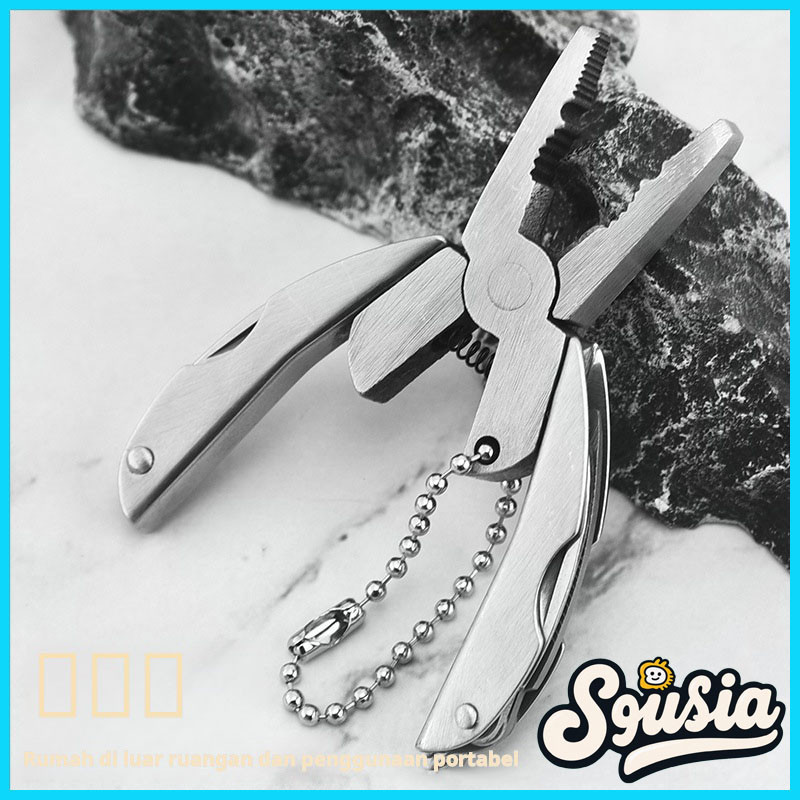 Tang multifungsi mini tang punggung kura-kura tang alat lipat tang serbaguna alat luar ruangan lipat