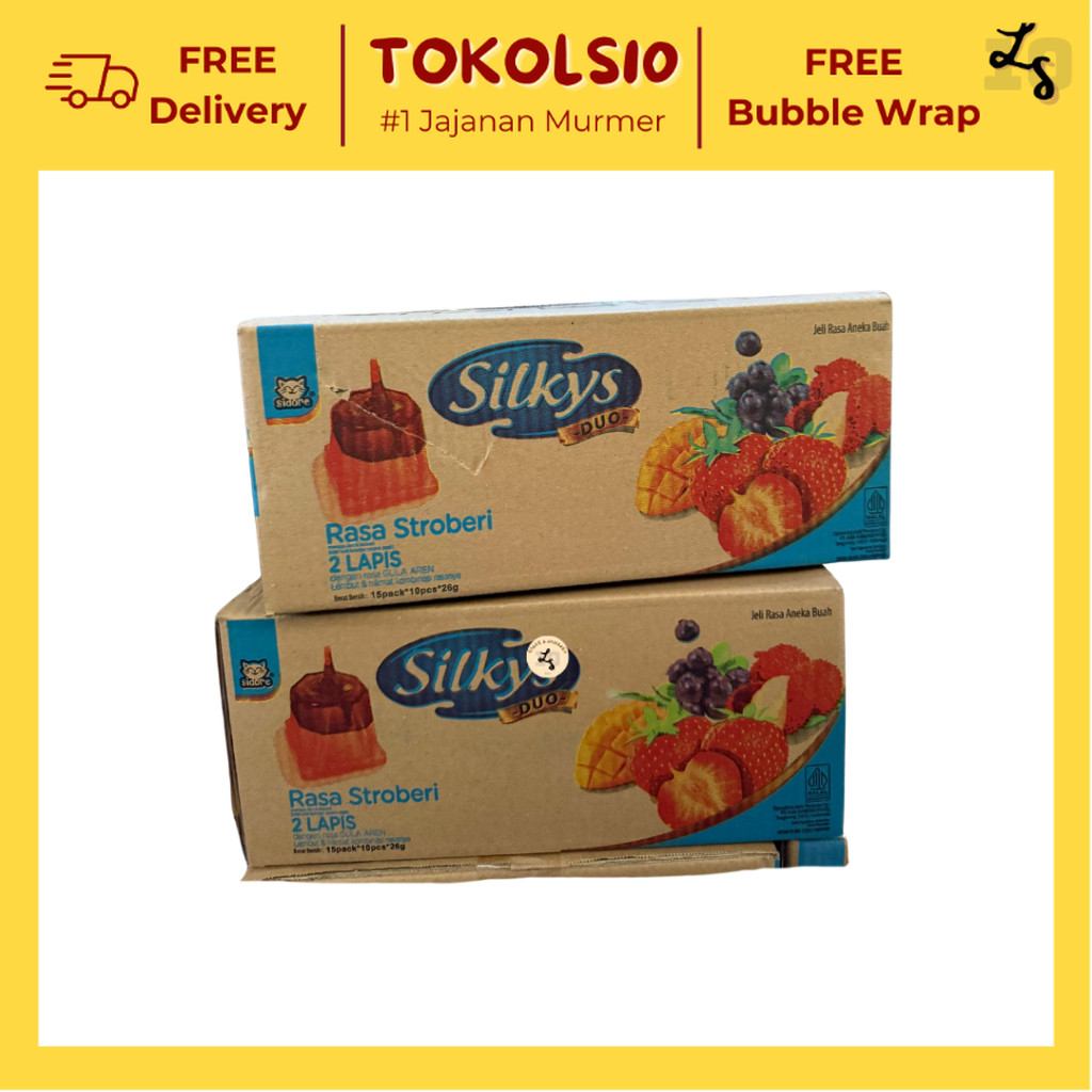 

[1 DUS] Silkys Duo 2 Lapis Gula Aren dan Jeli Aneka Rasa 1 Pack isi 15 Pack x 10 pcs @26gr