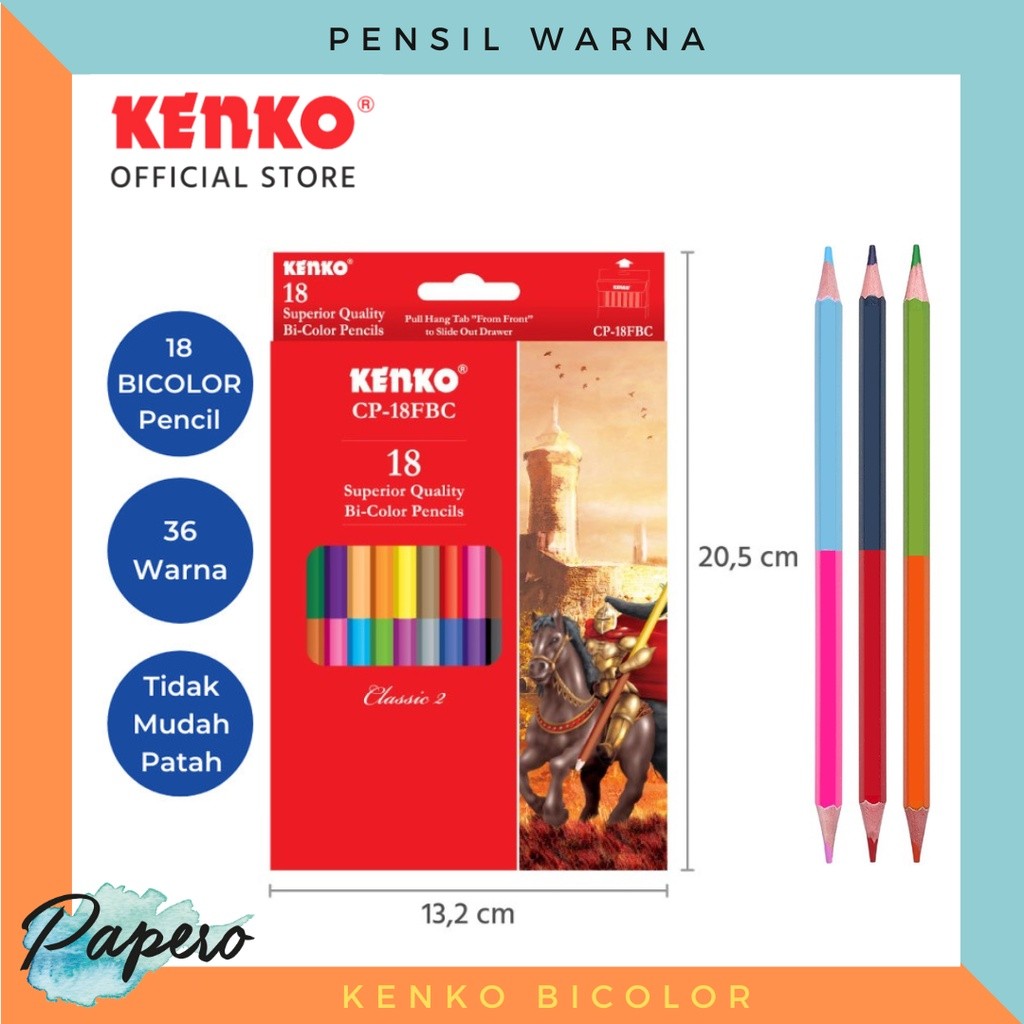 

COD Set Pensil Warna 2 Sisi / Coloring Pencil Bicolor 18 Warna CP-18FBC