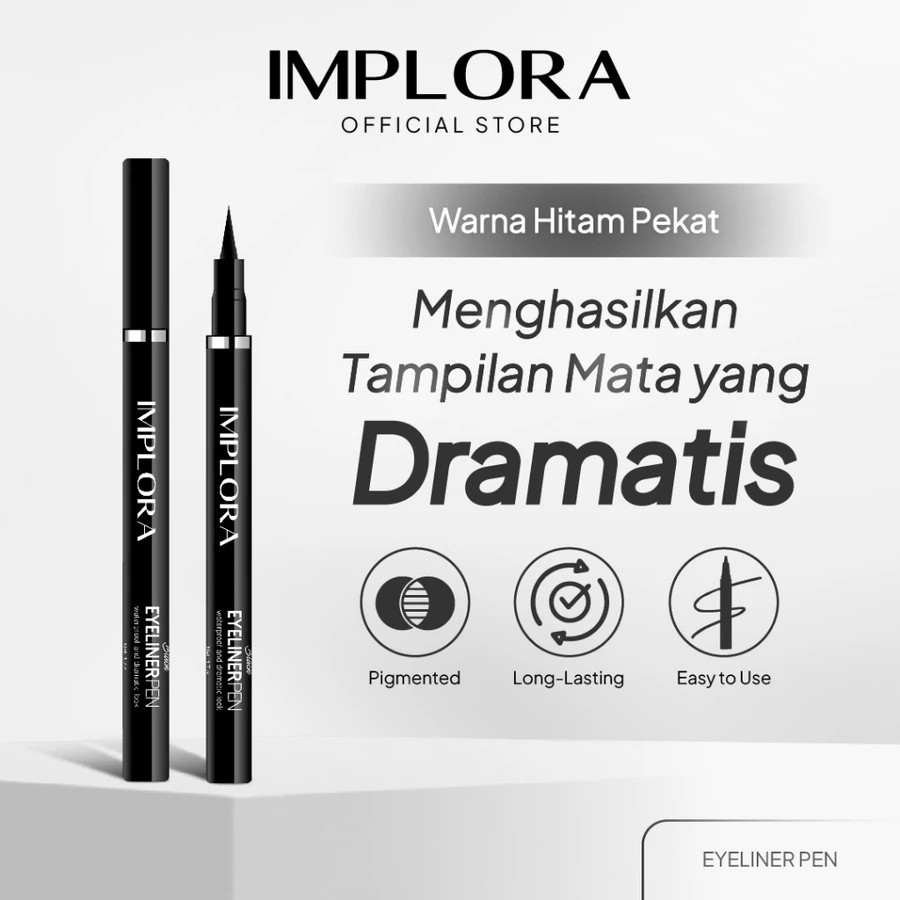 Implora Precision Eyeliner – Eyeliner Pen Anti Luntur, Warna Hitam Super Pigmented 