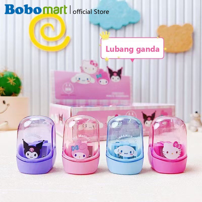 

BOBOMART Serutan Pensil 2 Lubang KM-9328 – Rautan Pensil Anak Sanrio Kuromi, Cinnamoroll, Melody