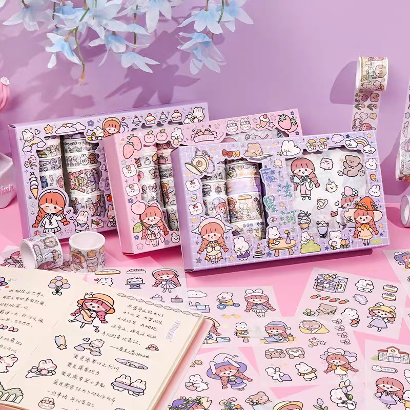 

Set Stiker Kotak Hadiah Kartun/ Set Stiker Washi DIY Estetika Dekoratif/ Set Stiker Kertas Washi Scrapbooking