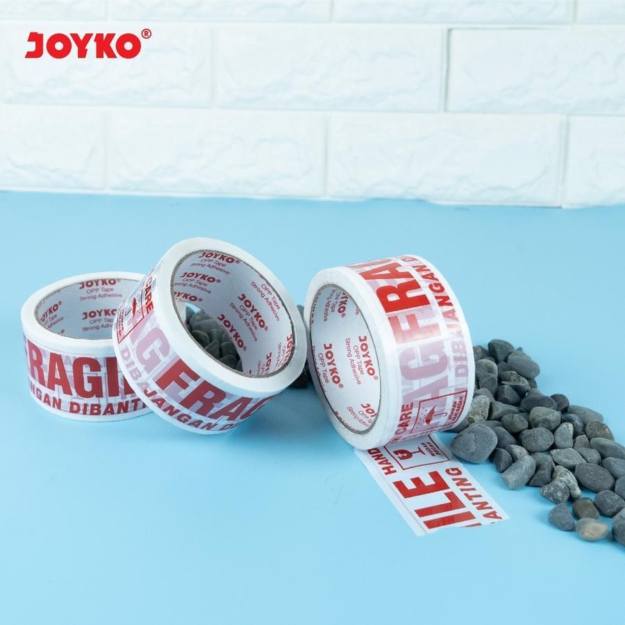 

[JOYKO OPP Tape Lakban Fragile Jangan Dibanting Putih 48 mm x 50 M (54Yard)