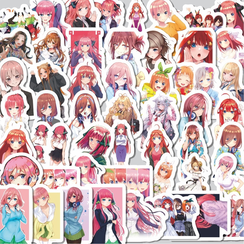 

Stiker Cutting Pack Stiker AnimeThe Quintessential Quintupletsl (Gotōbun no Hanayome) Isi 100Pcs Series Aesthetic Lucu Keren Untuk Koper Bahan Vynil