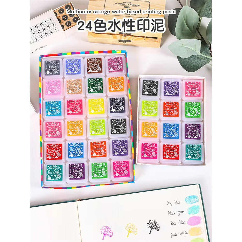 

3cm*3cm 12/24Colourful Pads Multi-colored Stamp Pads Creative Rainbow Inkpad Rubber Stamp Oil for DIY Craft Scrapbooking Ink Pad