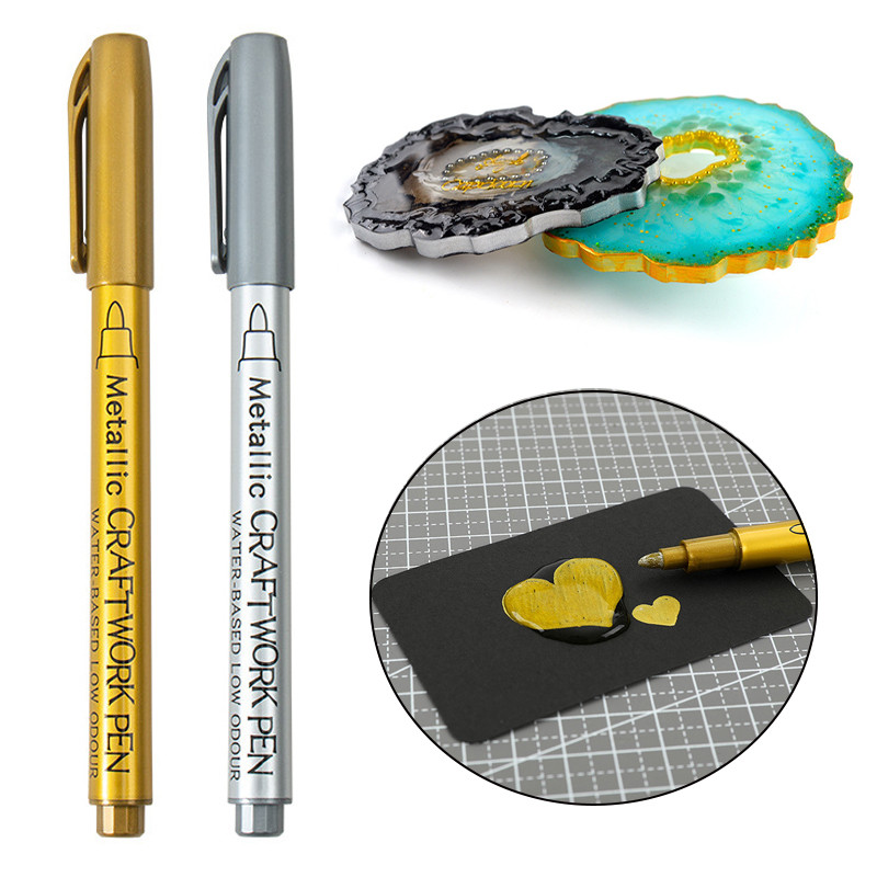 

2/4/8pcs Metallic Waterproof Permanent Marker Pens for DIY Epoxy Resin Mold Gold Silver Color Drawing Supplies Craft Marker Pen