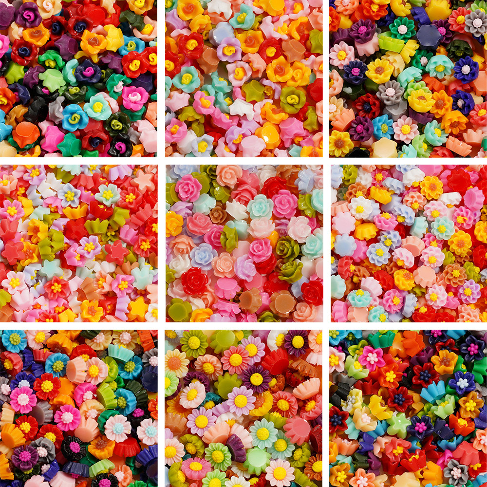

100Pcs/Lot 6/8mm Colorful Cute Resin Mixed Flowers Fillings Materials for DIY Epoxy Resin Mold Nail Art Decor Crafts Accessories
