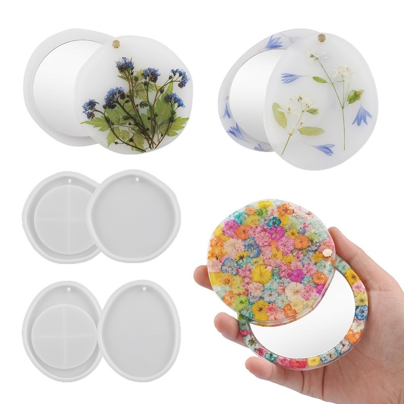 

DIY Makeup Mirror Silicone Mold Elliptical Circular Rotating Jewelry Pendant Ornament Crystal Resin Epoxy Mold Jewelry Handmade