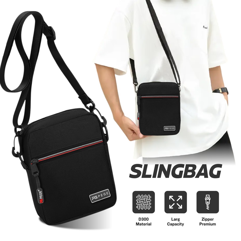 Tas Pria Sling Bag Casual PEGE Caden Slempang Polos Unisex - PG 9117