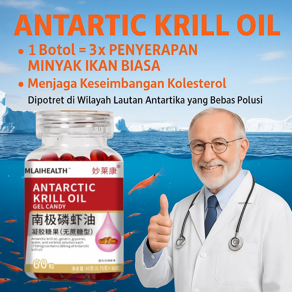 Kirim dalam 24 jam [ Asli ] Minyak Krill Antartika (60 Kapsul) Kapsul Astaxanthin Kapsul Astaxanthin