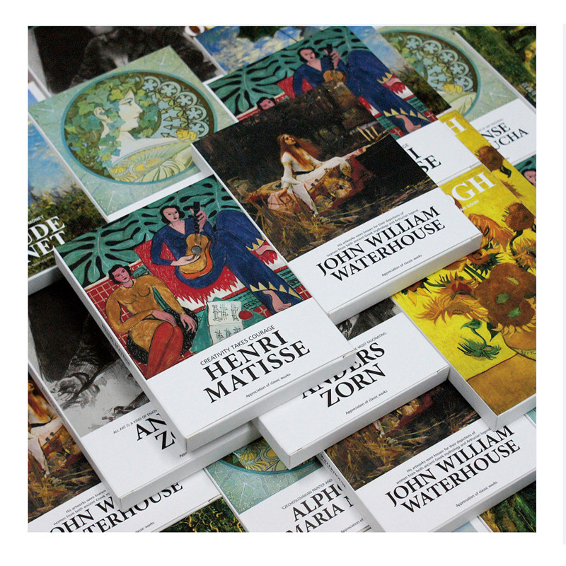 

30 sheets/set Art Museum series Famous artists English Postcards Envelopes Artwork Postcards Works by Matisse,Picasso, Van Gogh