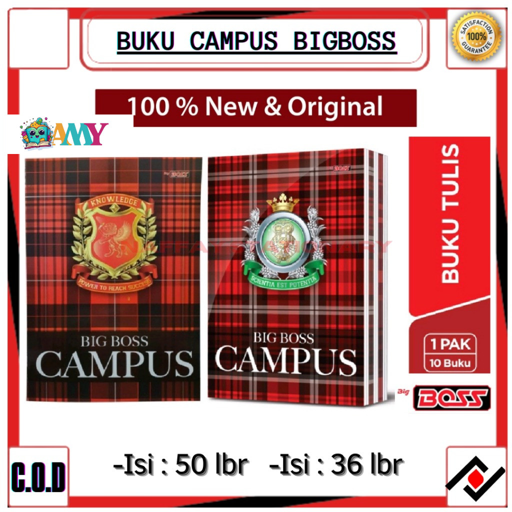 

(1PAK ISI 10BUKU) BIG BOSS BUKU TULIS CAMPUS 50 LEMBAR / BUKU TULIS BIG BOSS ISI 50 LEMBAR 1 PAK AMY STASIONARY