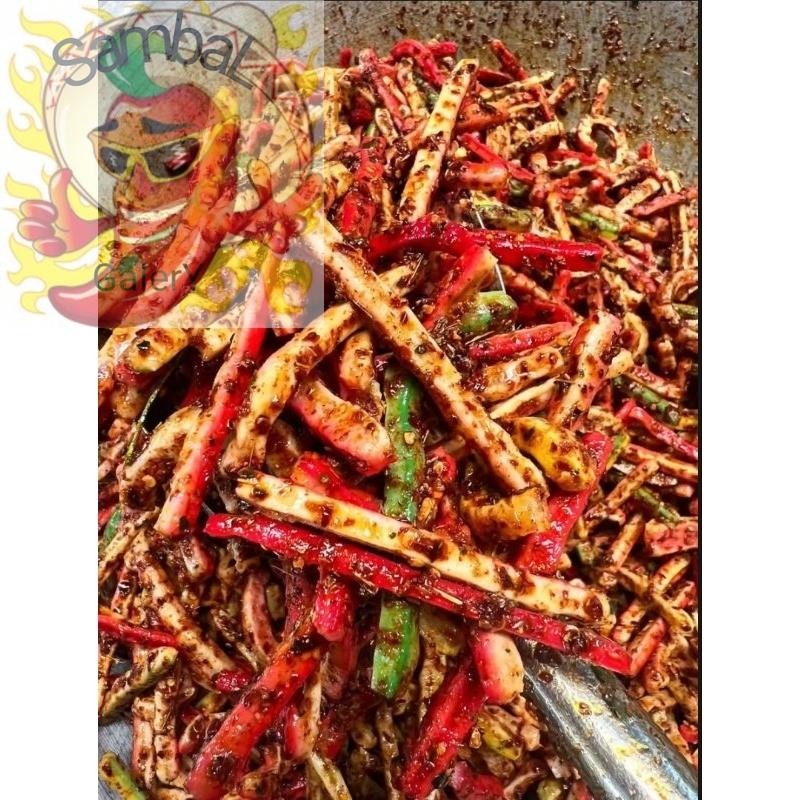 

SambaL Galery Kerupuk beton pedas daun jeruk bungbu melimpah isi 500.gram kerupukBeton jaa,t