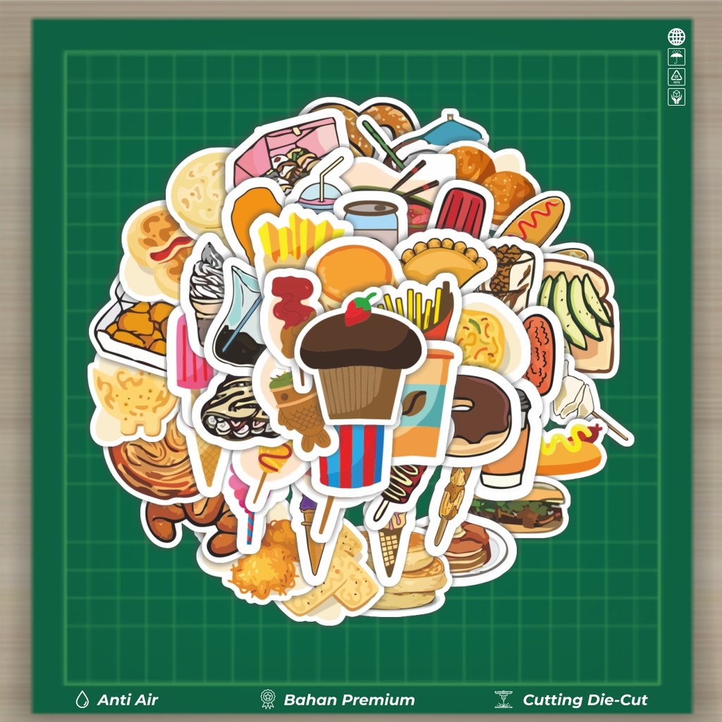 

HOT 50 PCS STIKER Stiker Food/Makanan Stiker Fashion Cars Decal Dingin Kartu Album Custom Vinyl Anti Air- Sticker Aesthetic Buku Journal Koper Casing HP Tablet Laptop Helm Motor Botol Minum