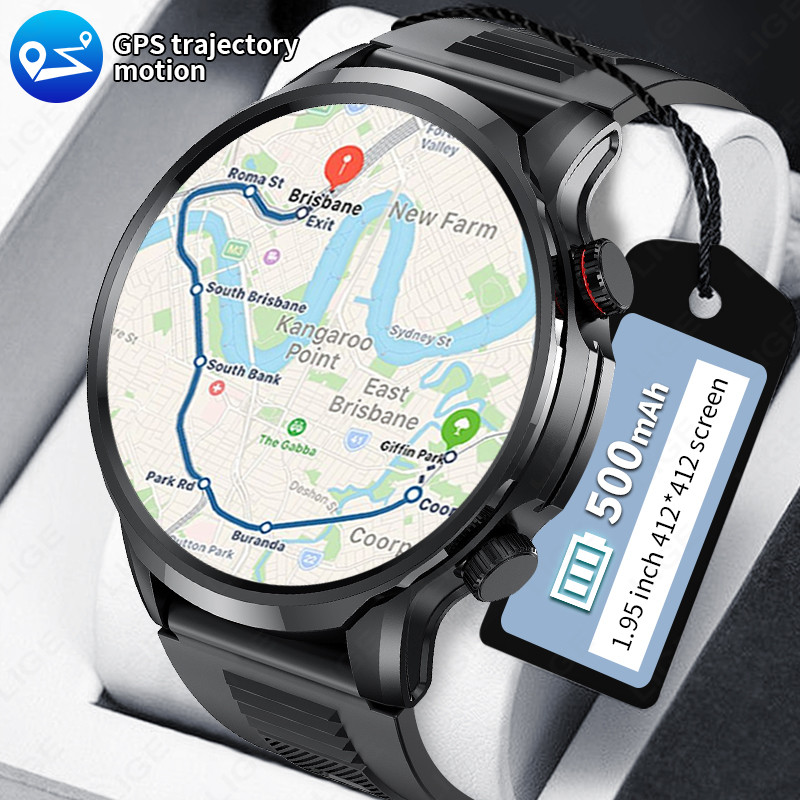 LIGE Motion Trajectory GPS Smart Watch For Men 500Ah Extra-Long Battery Waterproof Steel Rugged Smar