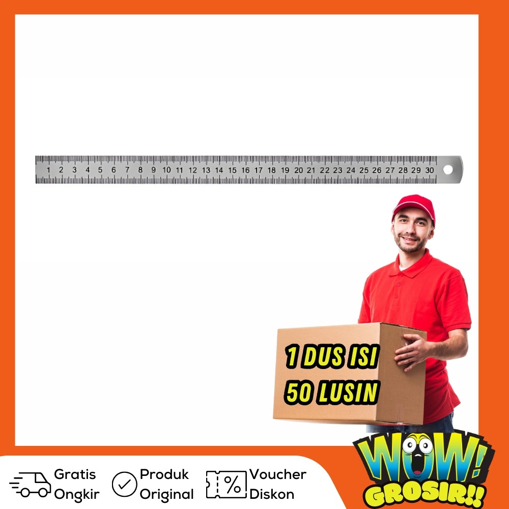 

WOWGROSIR Grosir!!! (1 DUS isi 600 PCS) Penggaris besi 30 cm, stainless steel ruler, penggaris besi