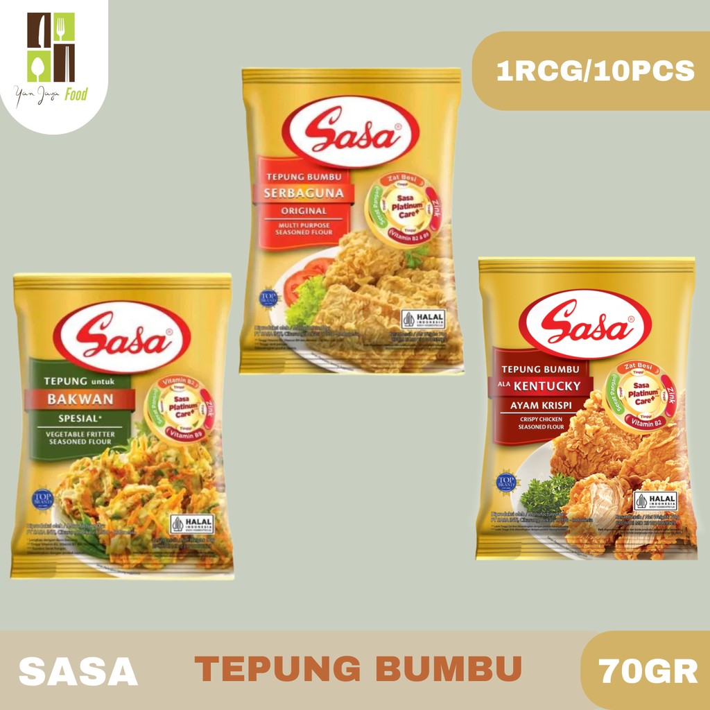 

Sasa Tepung Bumbu Instan 70g -1RENCENG/10PCS / Tepung Bumbu Serbaguna / Tepung Bakwan / Tepung Kentucky / Tepung Krispi