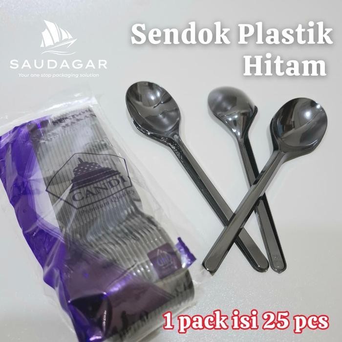 

[PROMO EXP TERBARU] Sendok plastik bening dan hitam / sendok makan isi 25 pcs - Hitam Bergaransi Terlaris