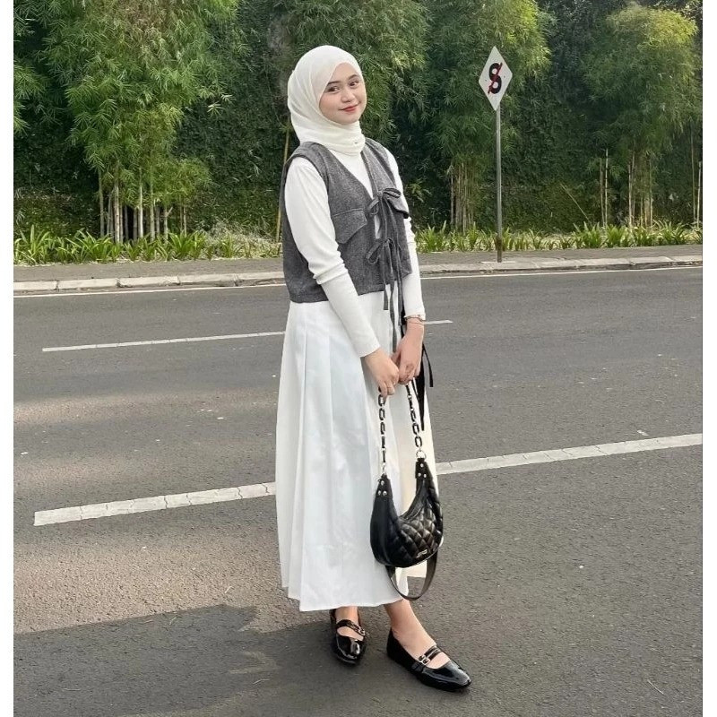 ZERAX - ZER VEST ROMPI KALPANA TALI IKAT PITA CROP BASIC OUTER KOREAN TANPA LENGAN / RENE VEST Blous