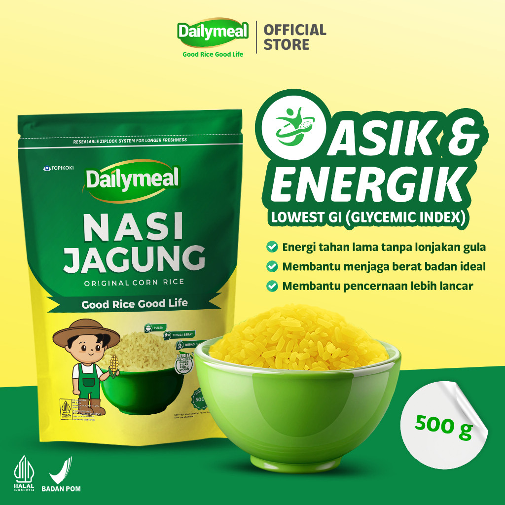 

PROMO!Dailymeal - Corn Rice / Nasi Jagung 500g - Alternatif Sehat untuk Menu Harian AndaREADY