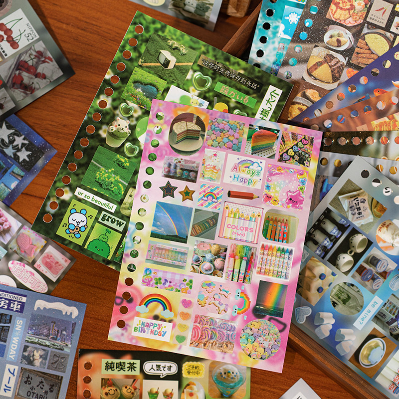 

30piece Y2K Time Story Series Coil Sticker Book Cut Film Sticker Girl Journal Phone Case DIY Scrapbooking Decoration Sticker