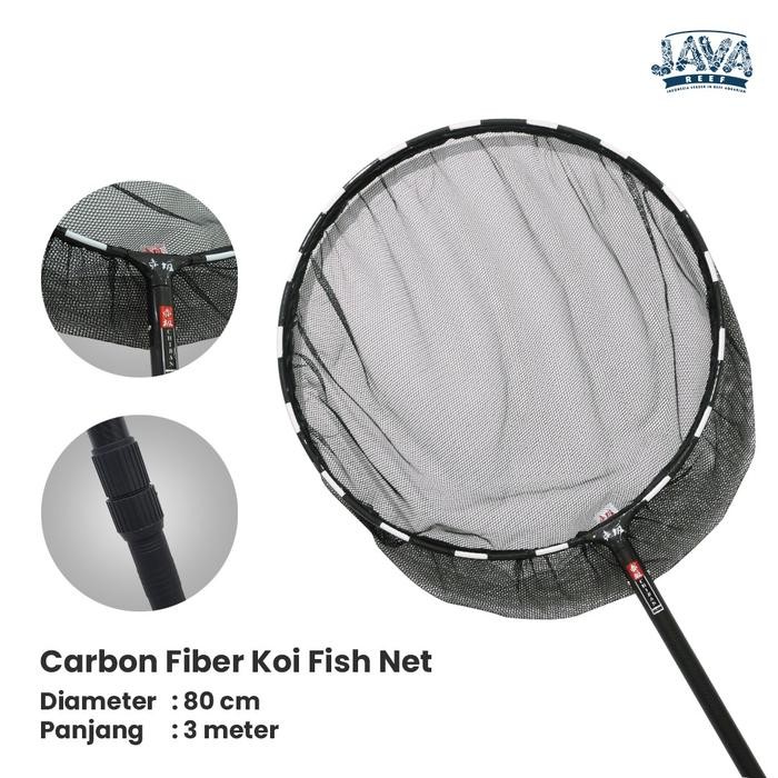 Carbon Fiber Koi fish net Diameter 80cm Panjang 3m 300cm saringan kolam ikan koi