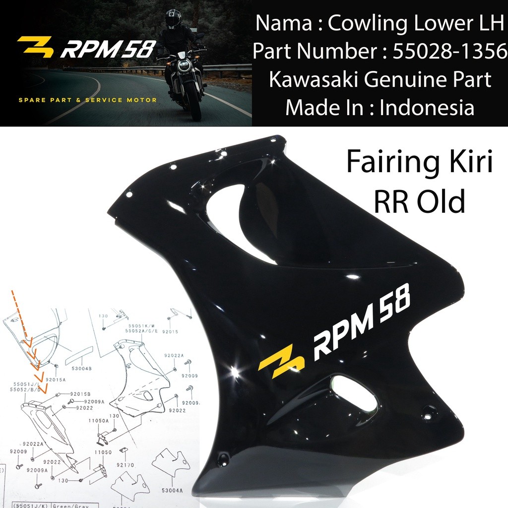 Fairing Bawah Ninja RR OLD ORIGINAL KAWASAKI Kiri Kanan 55028-1356 55028-1357