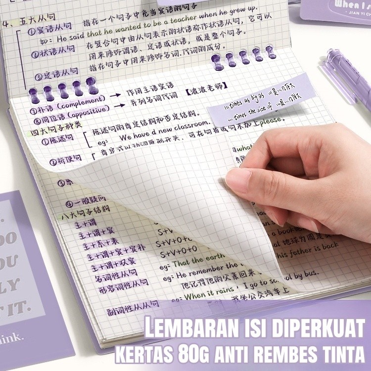 B5 Binder 360 Derajat / Buku Catatan Aesthetic / Binder Kuliah Aesthetic / Notebook Binder / Buku