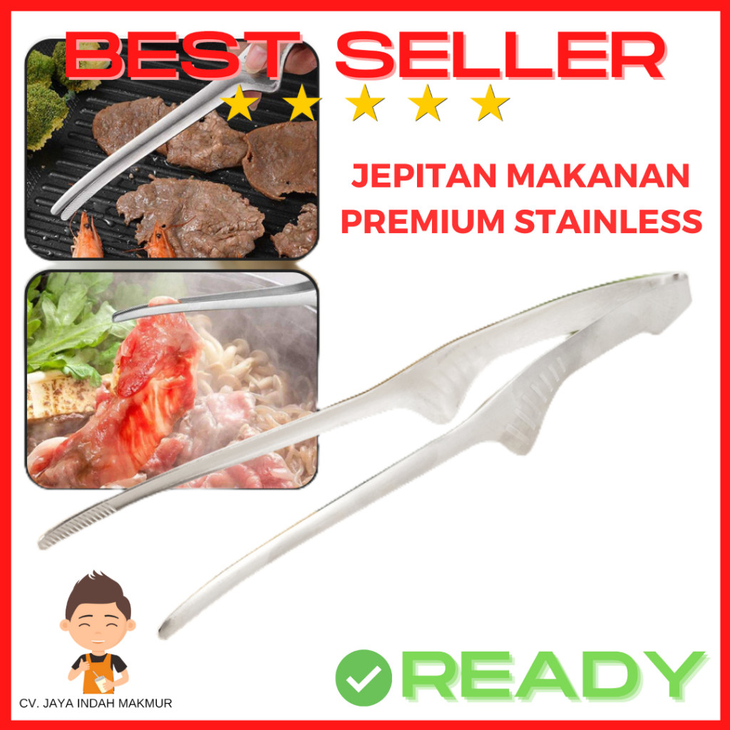 DDI Capitan Daging BBQ / Makanan bahan Stainless Tebal PREMIUM Jepitan Makanan CAPIT DAGING Korean B