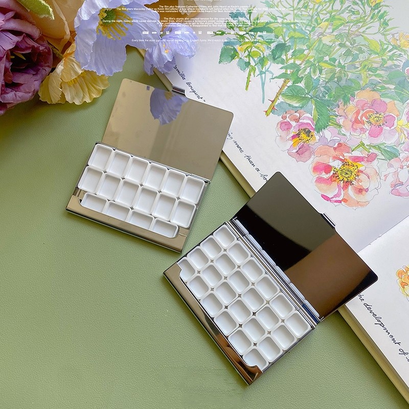 

0.5/1ML Portable Watercolor Box Palette Empty Stainless Steel Business Card Box Outing Sketching Paint Box Art Supplies