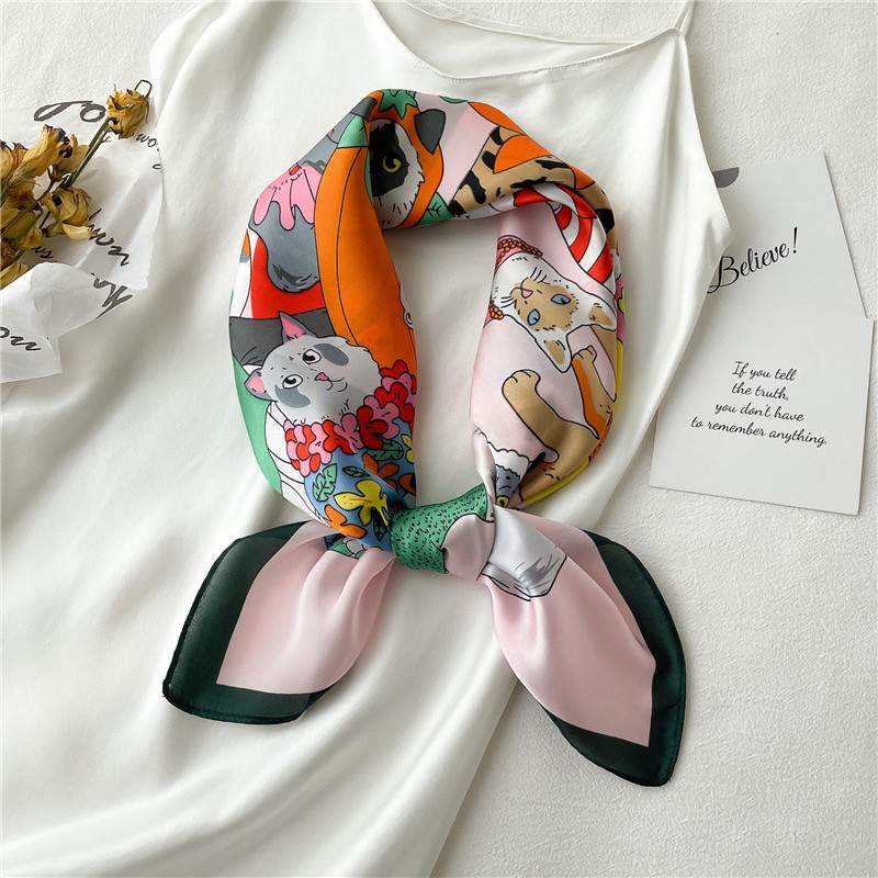 

1pcs 70cm Women's Simulated Silk Children's Fun Cartoon Creative Splicing Animal Decoration Multi-function Matching Scarf