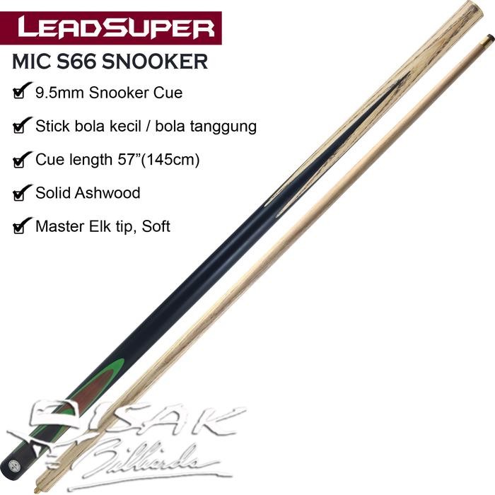 MIC S66 Stik Bola Kecil - 9.5mm Snooker Cue Billiard Stick Tanggung