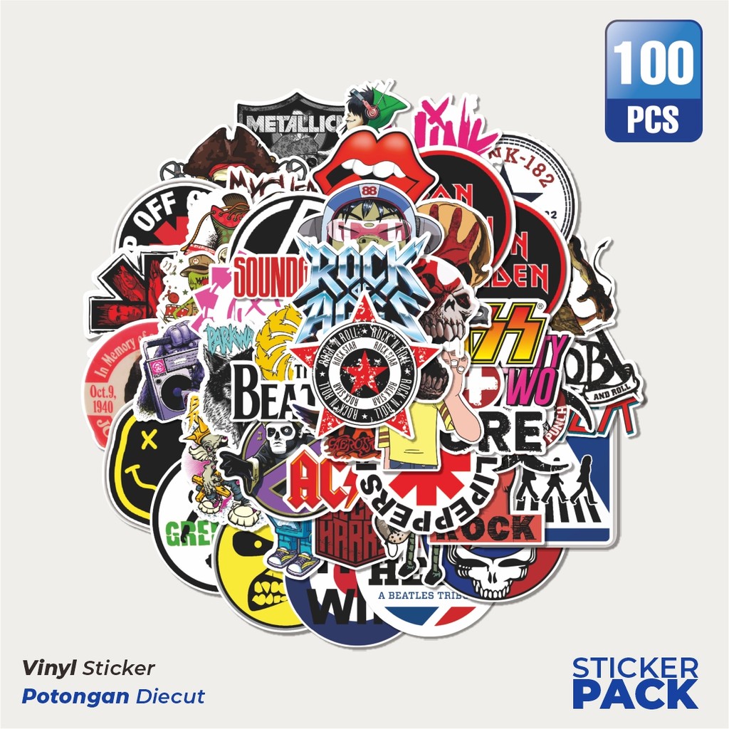 

Super Hemat! 100 PCS Stiker Mixed Logo Rock Band [Logo Band Rock Campuran] Waterproof Aesthetic- Untuk Laptop, Motor, dan Helm - Paper Stationery Pack