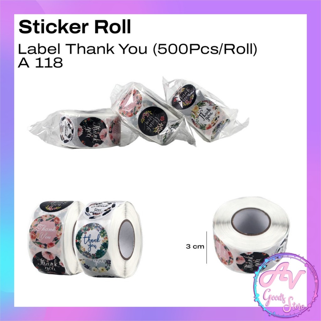 

1Roll Sticker THANK YOU isi 500pcs / Stiker Label Terima Kasih / Stiker Roll Thank You Bulat Aesthetic Lucu