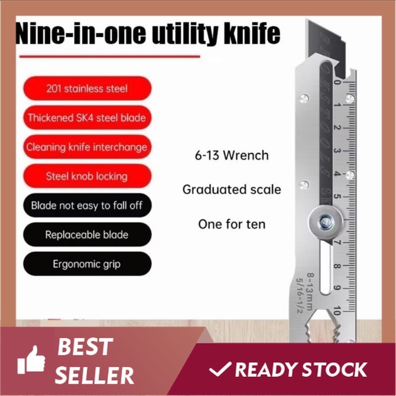 

OS-A309-Pisau Cutter Stainless 9IN1 Multifungsi