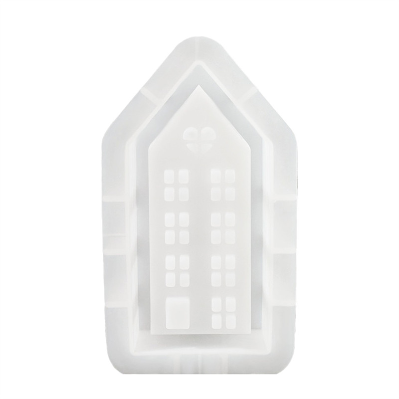 

AT29-House Candle Holder Silicone Mold DIY Handmade Window Houses Plaster Concrete Resin Candlestick Craft Casting Molds