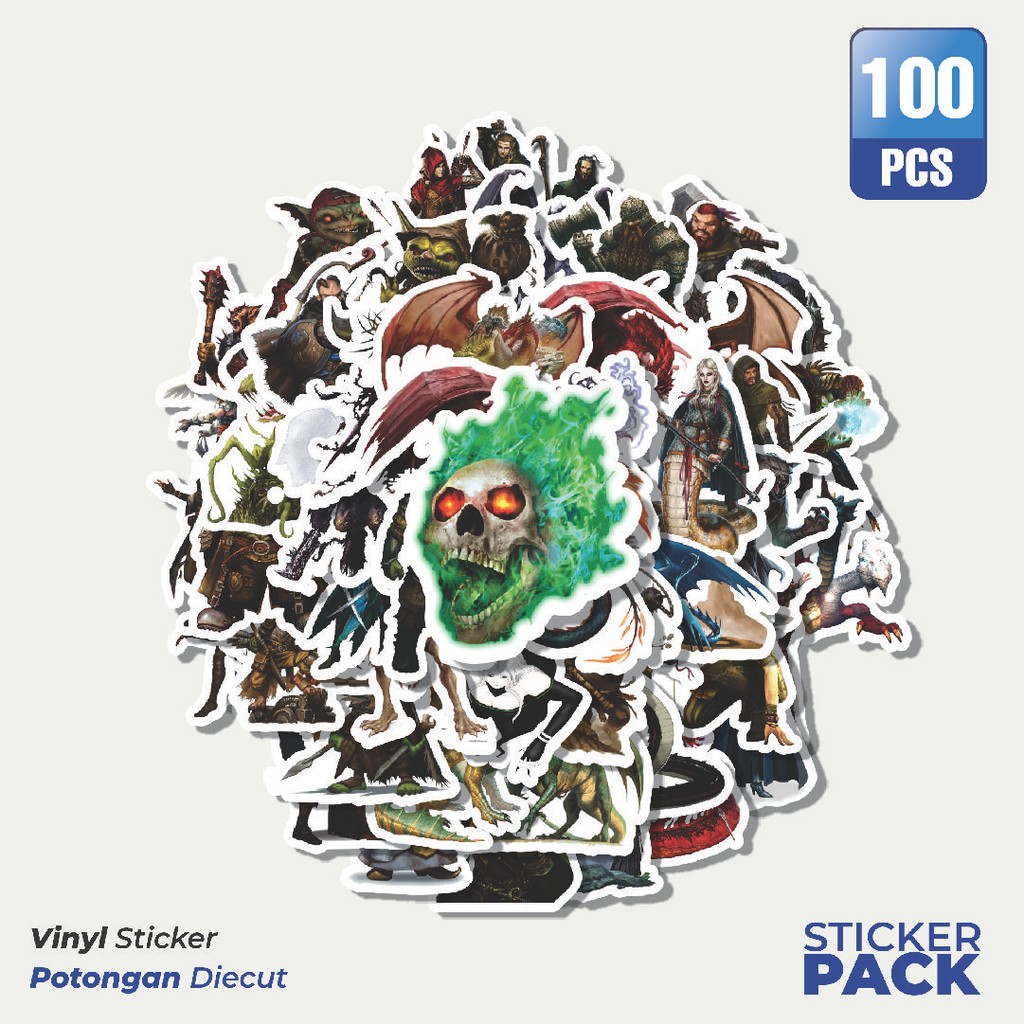 

Super Hemat! 100 PCS Stiker Dungeon And Dragons Series 2 Waterproof Aesthetic- Untuk Laptop, Motor, dan Helm - Paper Stationery Pack